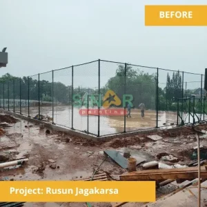 cat lapangan basket dan tenis rusun jagakarsa 1