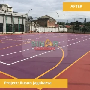 cat lapangan basket dan tenis rusun jagakarsa 4