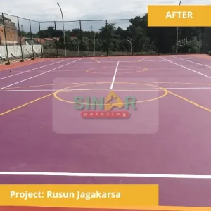 cat lapangan basket dan tenis rusun jagakarsa 5