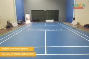 jasa pengecatan lapangan badminton gor batavia jakarta utara