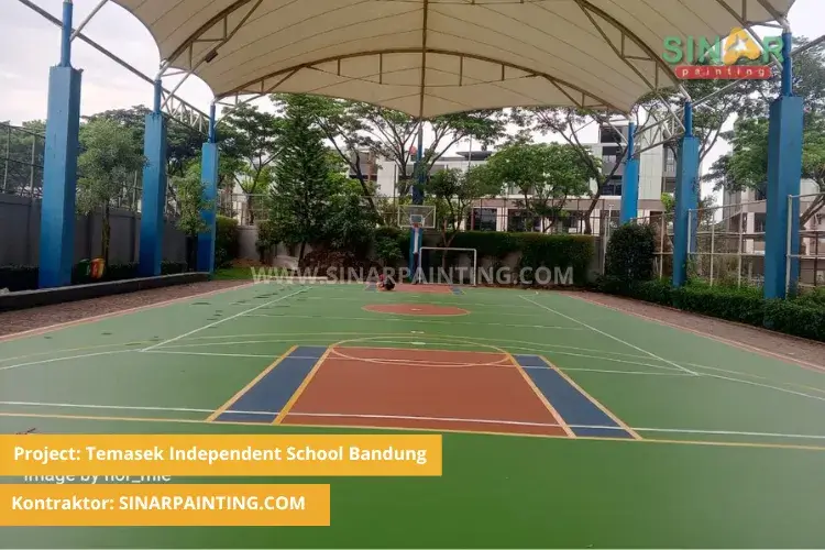 jasa cat lapangan basket Bandung Temasek Independent School