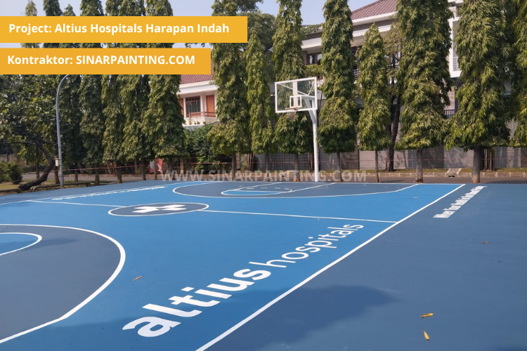 logo branding cat lapangan altius hospital harapan indah bekasi warna biru putih